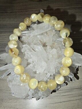 RARE 8mm Golden Yellow Lepidolite And Mica Bracelet #2